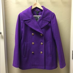 J. Crew Pea Coat, Bright Purple Size 6